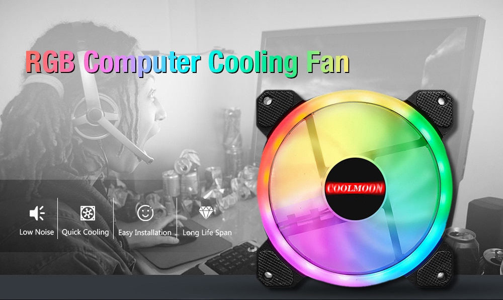 RGB Desktop Computer Cooling Fan 6PCS with Remote - White