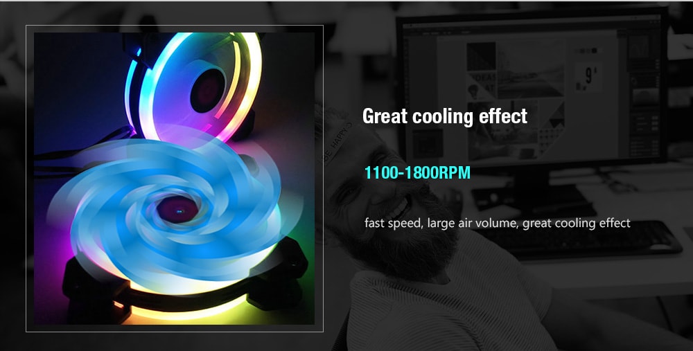 RGB Desktop Computer Cooling Fan 6PCS with Remote - White