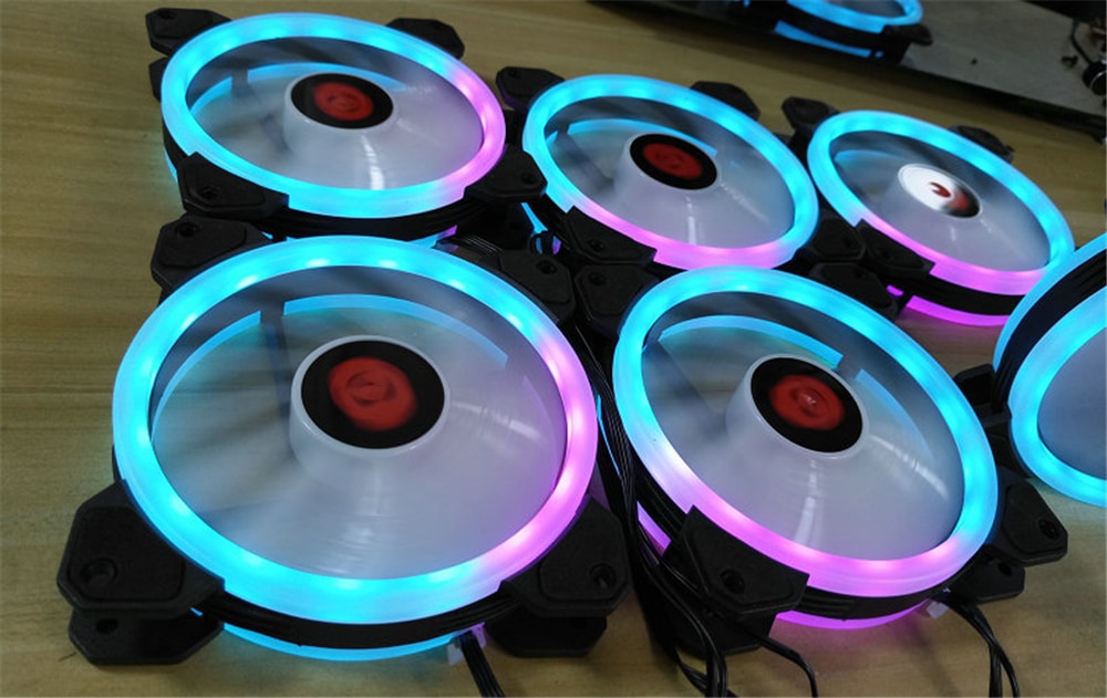 Wireless RGB LED Light 12cm Computer PC Case Cooling Fan CPU Cooler- Black
