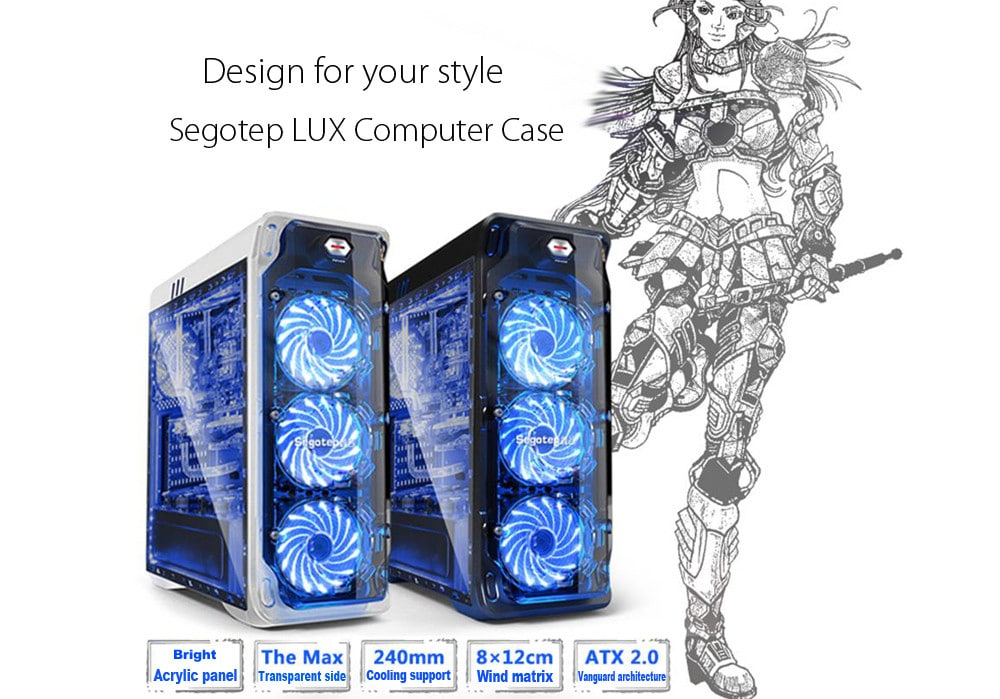 Segotep LUX PC Tower Case Desktop Box- Black