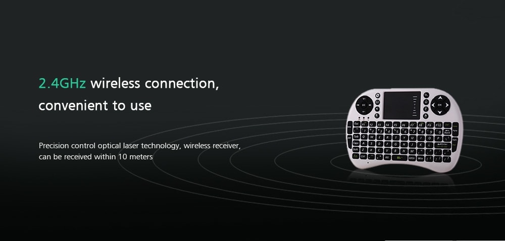UKB - 500 - RF 2.4GHz Wireless QWERTY English Keyboard Professional Typing Device- Black English