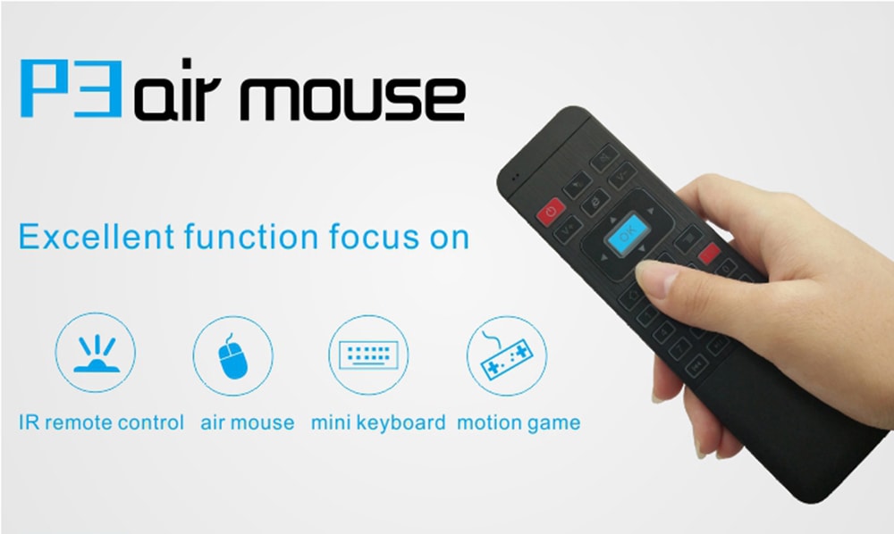 P3 Wireless Air Mouse without Backlight - Black Without backlight
