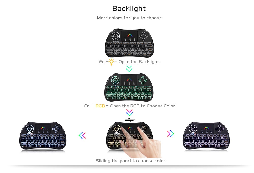 TZ P9 Wireless Mini Keyboard 2.4GHz RGB Backlight Function with Touchpad- Black English