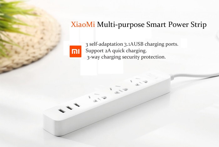 Original Xiaomi Smart Adaptation 3 USB 2.1A Power Strip with 3 Standard Sockets ( 250V )- White