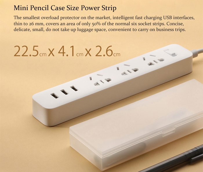 Original Xiaomi Smart Adaptation 3 USB 2.1A Power Strip with 3 Standard Sockets ( 250V )- White