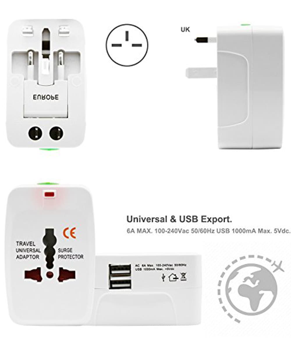 Safety Universal Travel Adaptor UK/USA/EU/CN Adaptor/Travel Plug and Socket- White