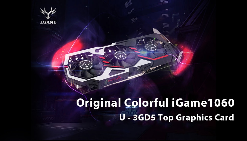 Original Colorful iGame1060 U - 3GD5 Top Graphics Card GeForce GTX 1060 GPU Chip 192bit GDDR5- Black