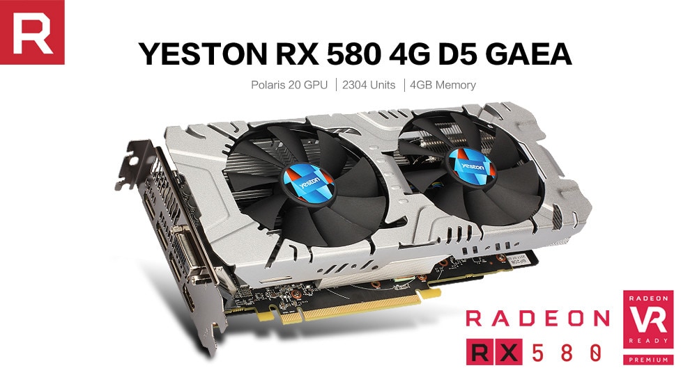 Yeston RX580 GPU 4GB GDDR5 256 Bits Graphics Card - White