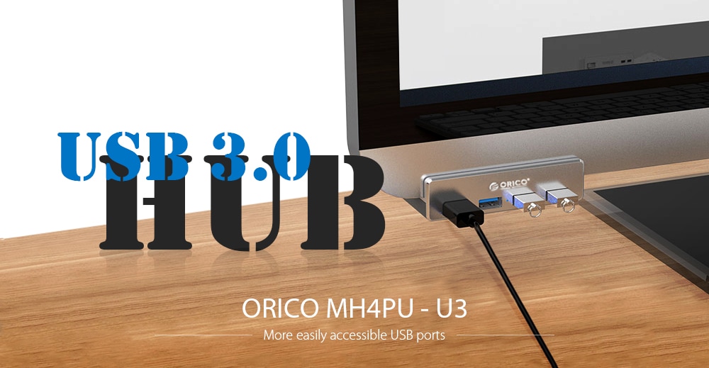 ORICO MH4PU - U3 Multi-port USB 3.0 Hub Charging Station Desktop Charger with Buckle Design - Silver