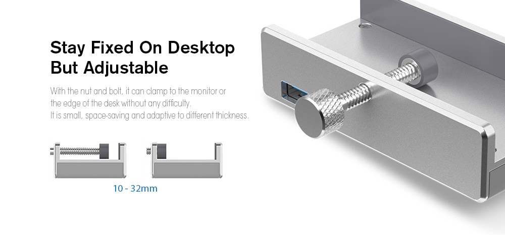 ORICO MH4PU - U3 Multi-port USB 3.0 Hub Charging Station Desktop Charger with Buckle Design - Silver