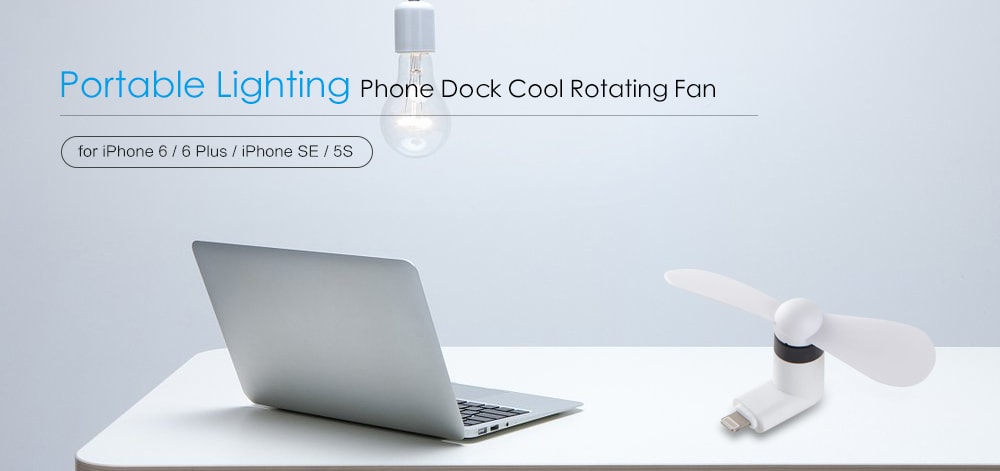 Lighting Mobile Phone Fan Portable Dock Cool Cooler Rotating Fan for iPhone 6 / 6 Plus / iPhone SE / 5S- Papaya Orange