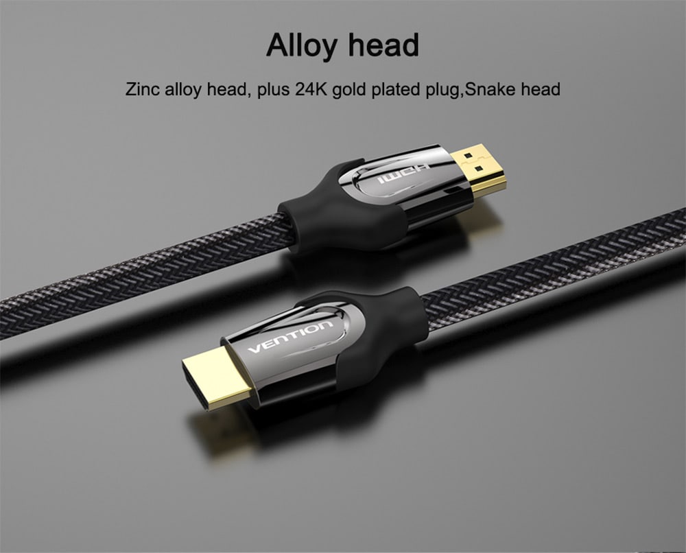 Vention VAA - B05 Weaving HDMI Cable Zinc Alloy 18Gbps- Black 0.75M