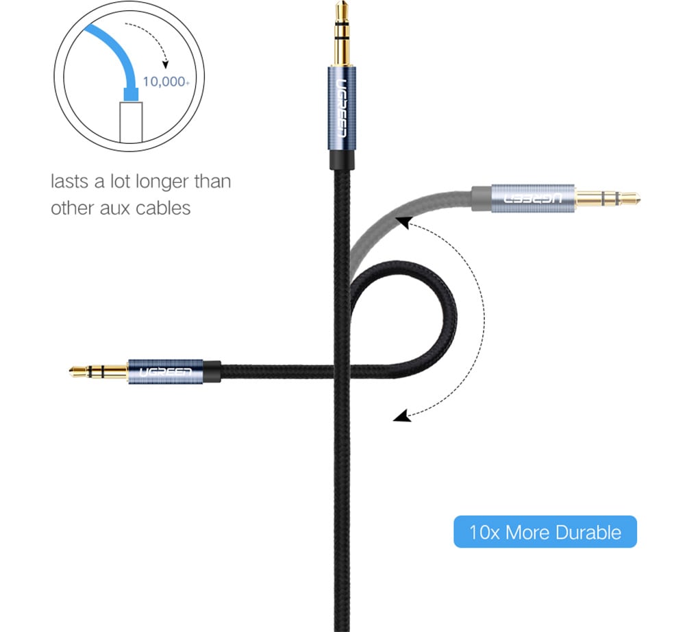 UGREEN 3.5mm Male to Male Aux Audio Cable- Black 0.5M