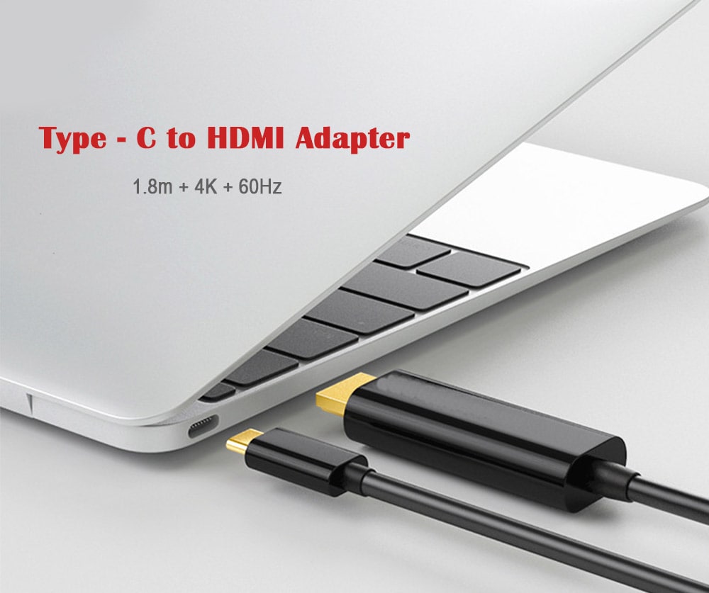 Type - C to HDMI Adapter 1.8m 4K 60Hz- Black