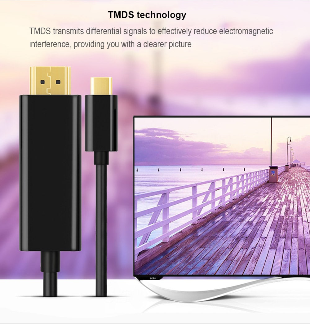 Type - C to HDMI Adapter 1.8m 4K 60Hz- Black