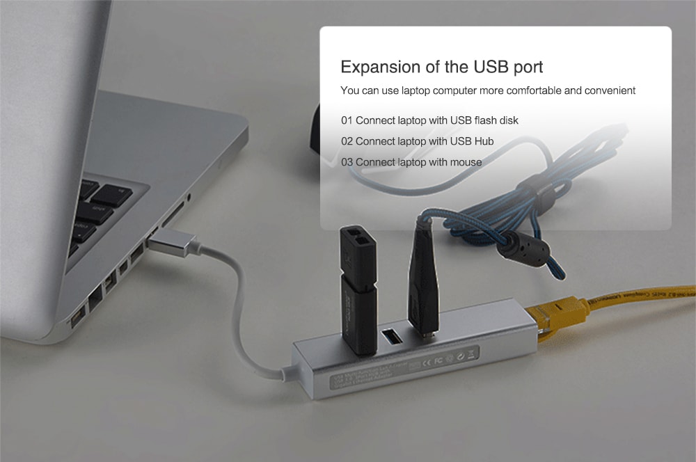 USB Multi-function Lan Adapter- Battleship Gray