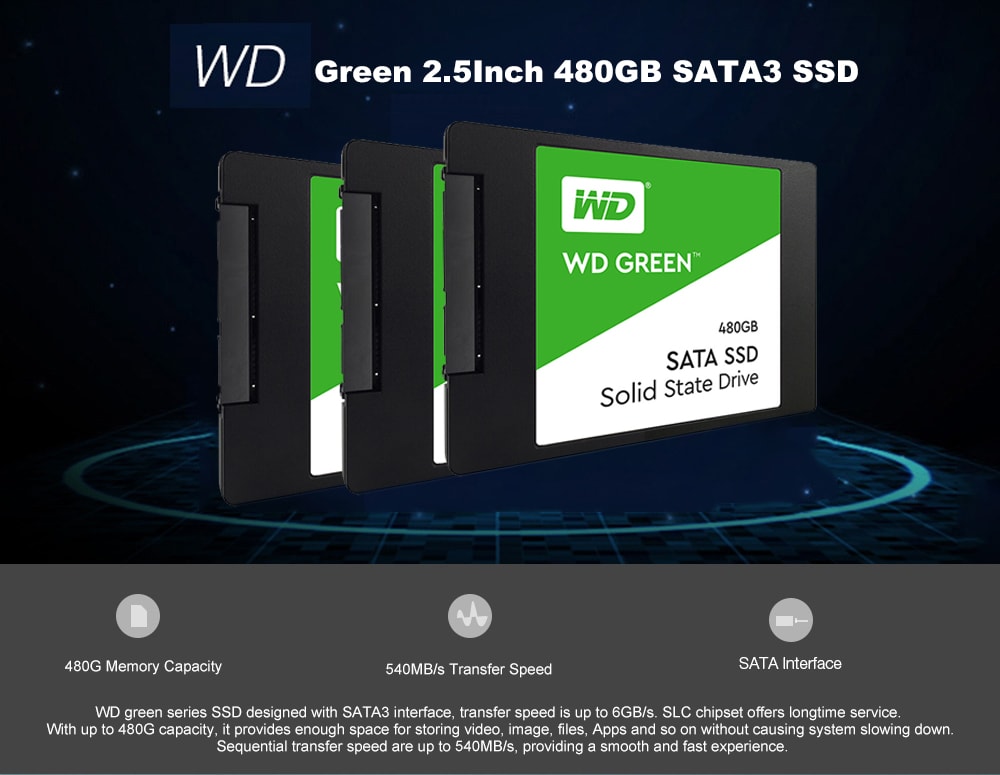WD Green 2.5Inch 480GB SATA3 SSD- Green 480GB