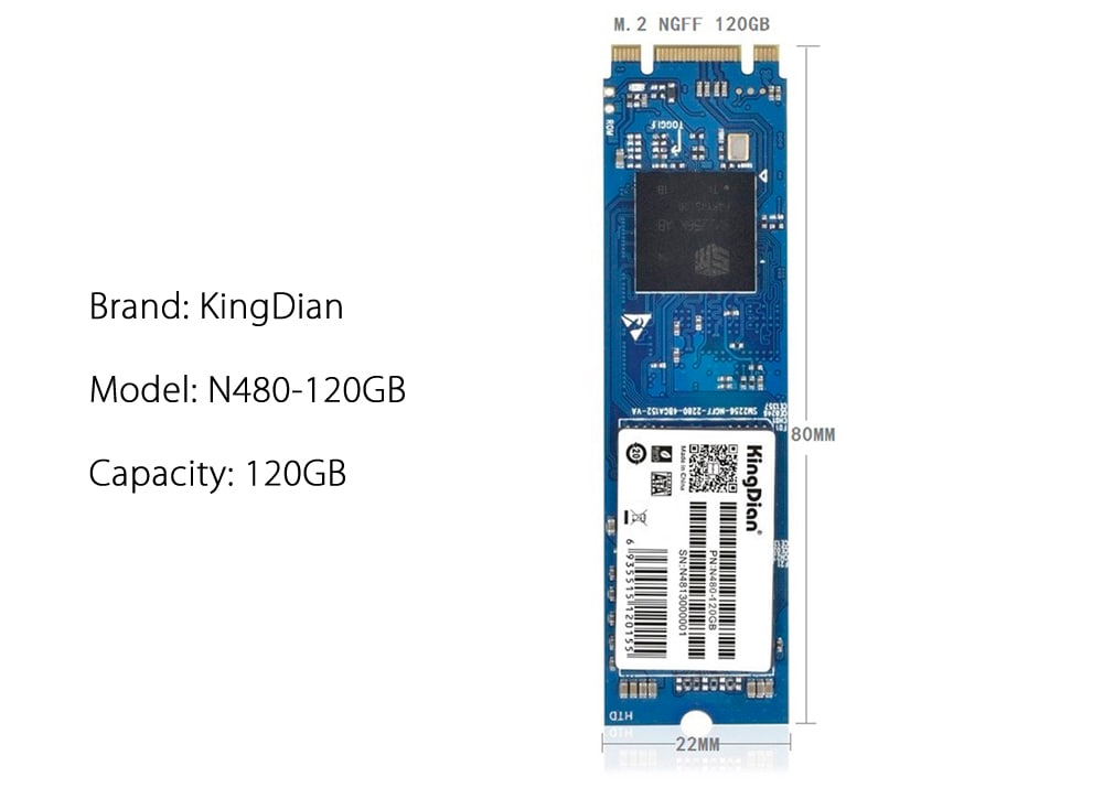 Original KingDian N480 - 120GB 120GB SSD Solid State Drive SATA III 4CH Hard Disk for Laptop / Desktop- Blue 120GB
