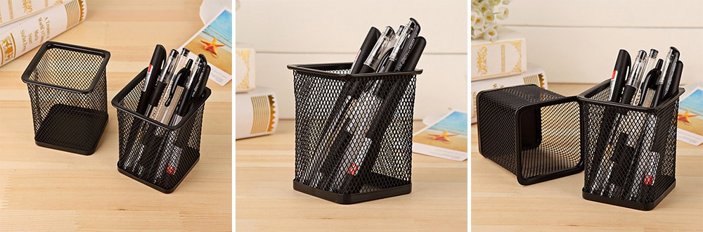 WUIBN Trendy Pen Pencil Holder Container Organizer for Office School- Black A
