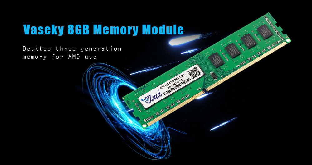 Vaseky Memory Module DDR3 / 1600MHz / 8GB for Desktop Computer AMD Processor- Clover Green