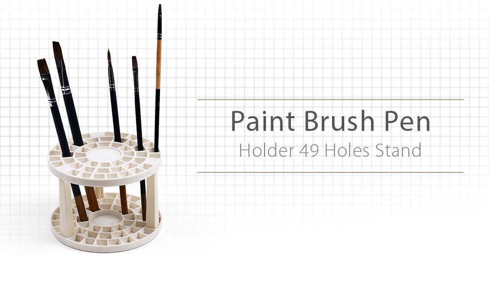 Paint Brush Pen Holder 49 Holes Stand- White