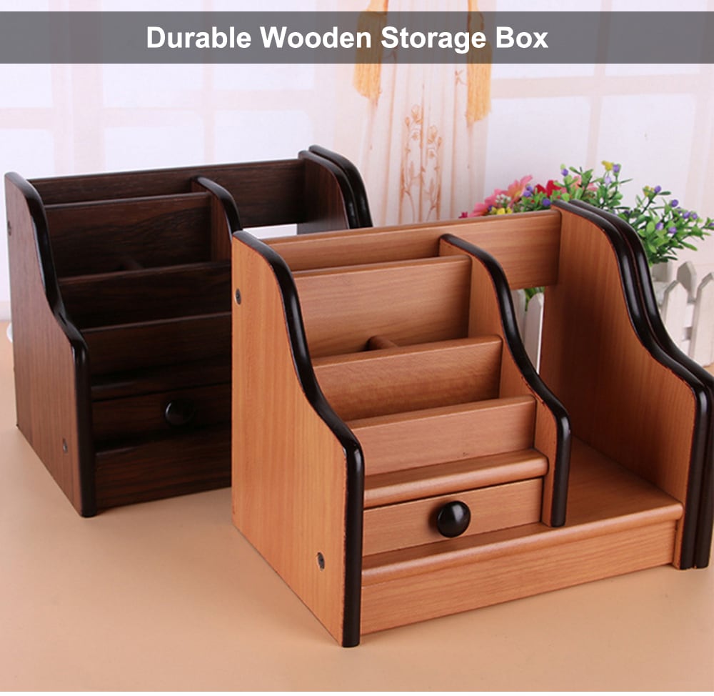 Wood Storage Box Multifunctional Decoration- Deep Brown