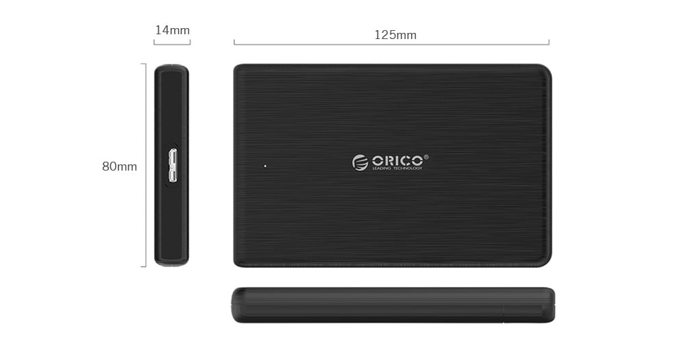 ORICO 2.5 inch USB 3.0 External Hard Drive Enclosure for HDD / SSD- Jet Black