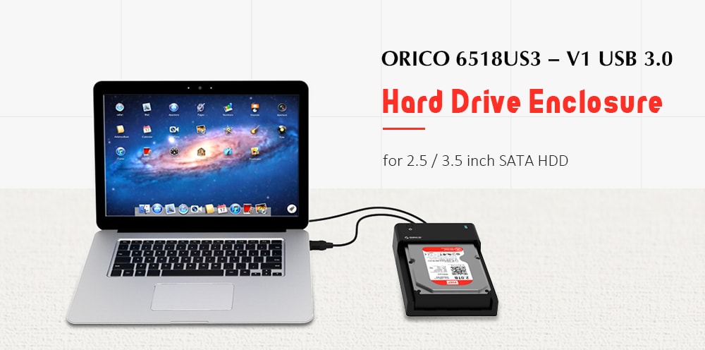 ORICO 6518US3 - V1 USB 3.0 3.5 inch SATA HDD Hard Drive Disk External Enclosure Case- Black EU Plug