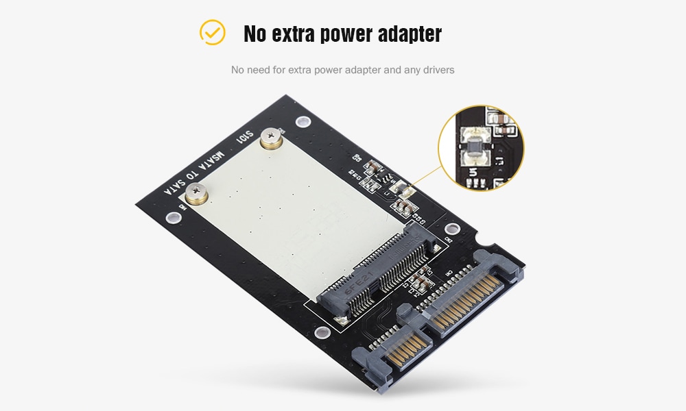 ZOMY mSATA to SATA 3.0 Converter SSD Adapter Card- Black