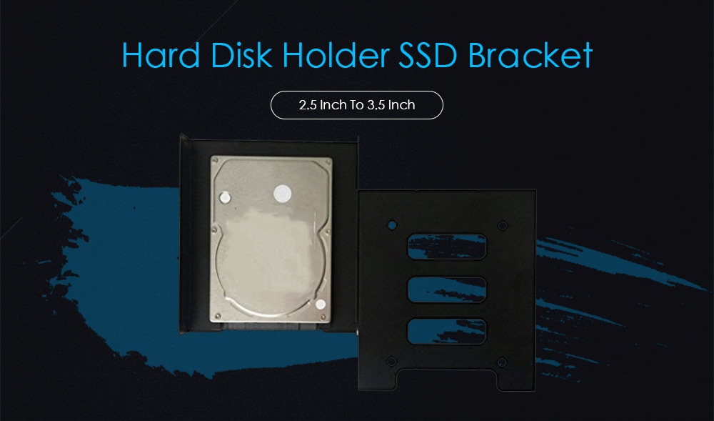 SpedCrd 2.5 Inch To 3.5 Inch Hard Disk Holder SSD Bracket with 8pcs Screw- Black