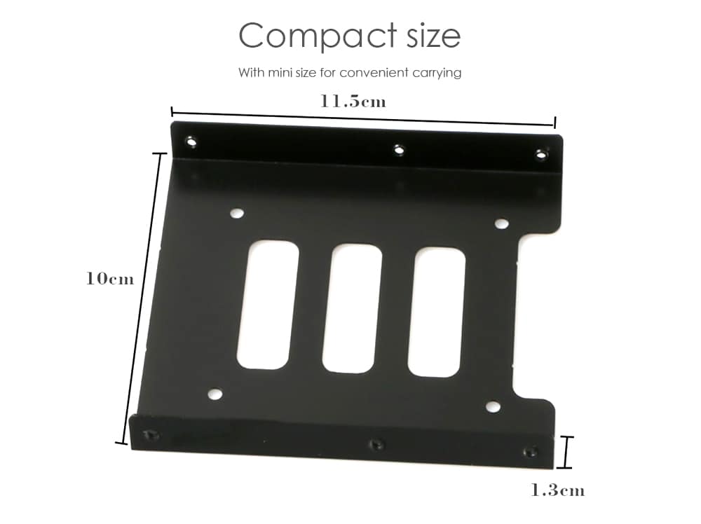 SpedCrd 2.5 Inch To 3.5 Inch Hard Disk Holder SSD Bracket with 8pcs Screw- Black