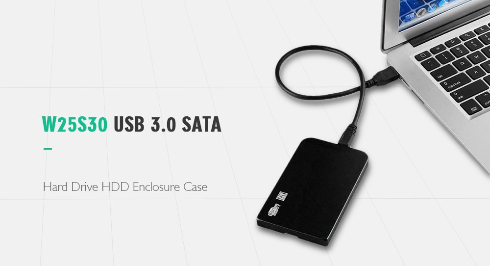 W25S30 2.5 inch USB 3.0 SATA Hard Drive HDD Enclosure Case - Black