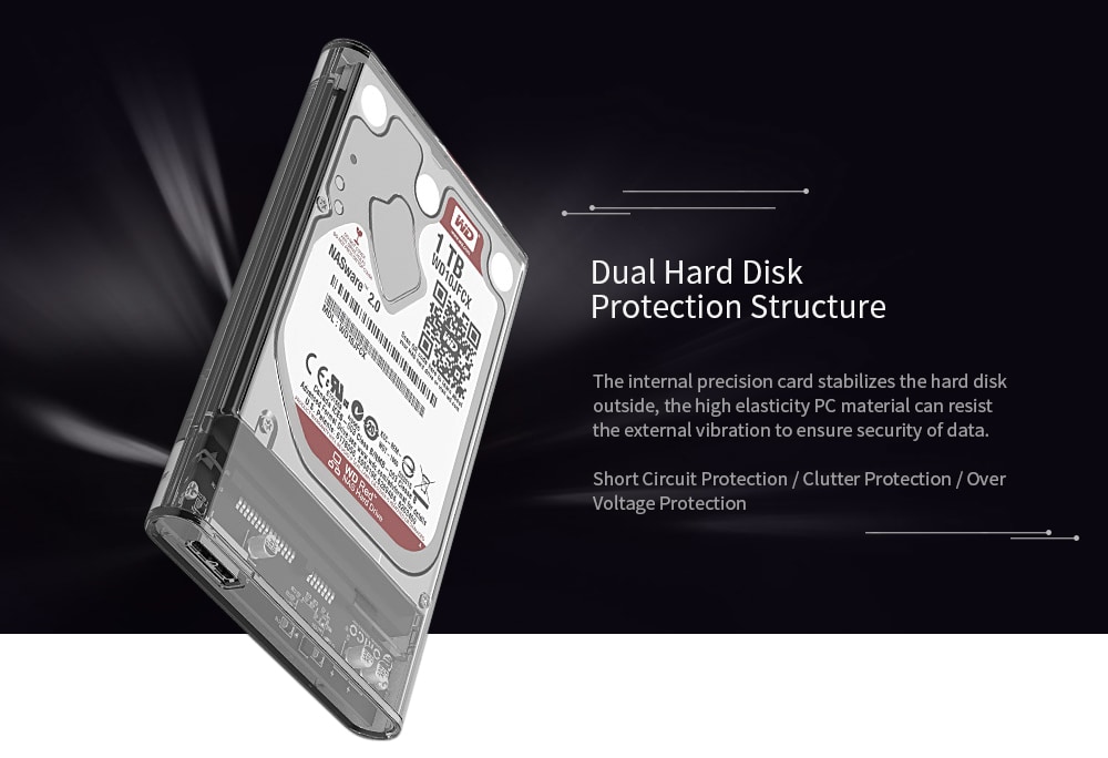 ORICO 2139C3 2.5 inch Transparent Hard Drive Enclosure for HDD / SSD Connectivity- Transparent Type-C
