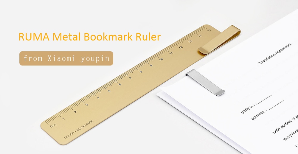 RUMA Metal Bookmark Ruler Multi-Function Metal Scale from Xiaomi youpin- Champagne Gold