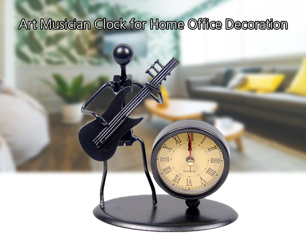 Creative Retro Iron Man Guitar Clock Office Decoration - Gunmetal