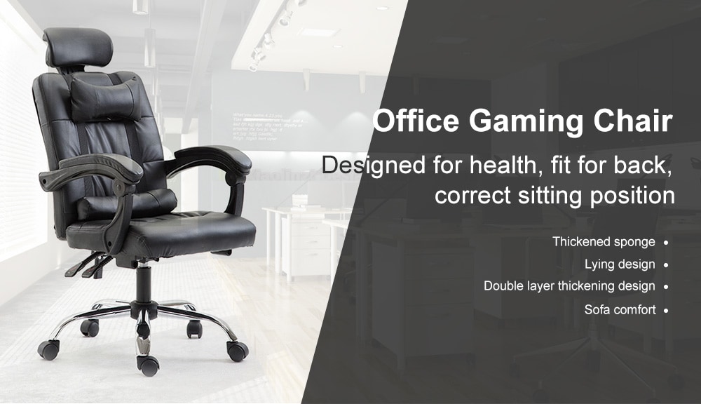 PU Office Gaming Massage Chair Ergonomic Computer Chair- White