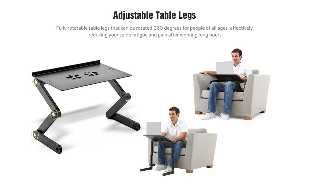 Portable Adjustable Aluminum Laptop Desk- Black