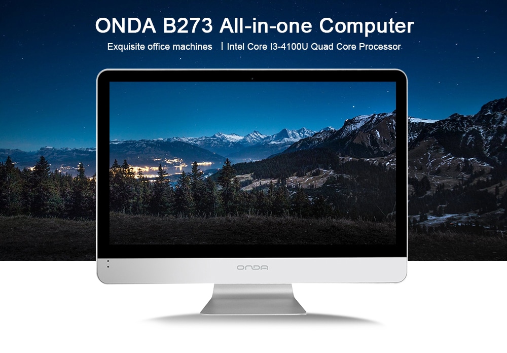 ONDA B273 All-in-one Computer 23.8 inch Intel Core I3-4100U Quad Core 2.42GHz 4GB RAM 120GB SSD 1.3MP Front Camera HDMI- Silver