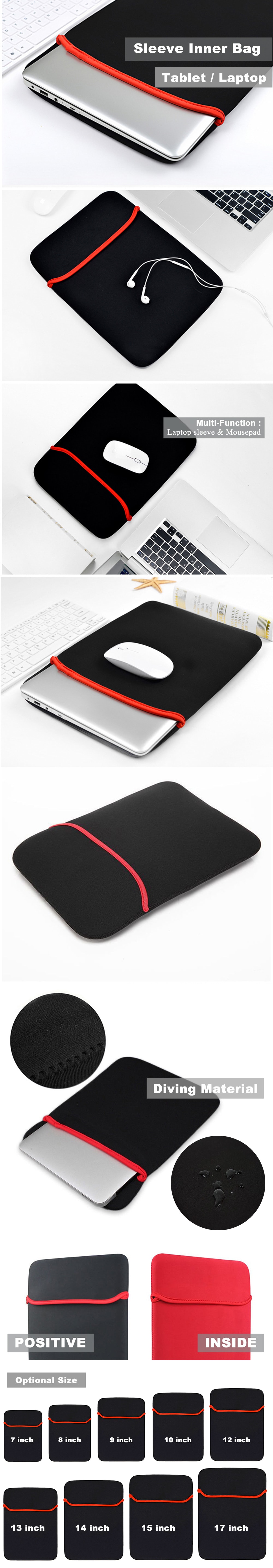 Waterproof  Sleeve Case for MacBook Air pro / Laptop /  Notebook- Black 7 INCH