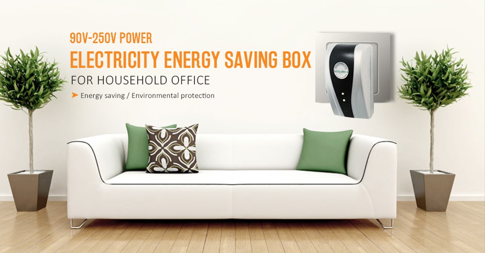 Power Electricity Energy Saver Money Saving Box 90V-250V for Household Office- Silver