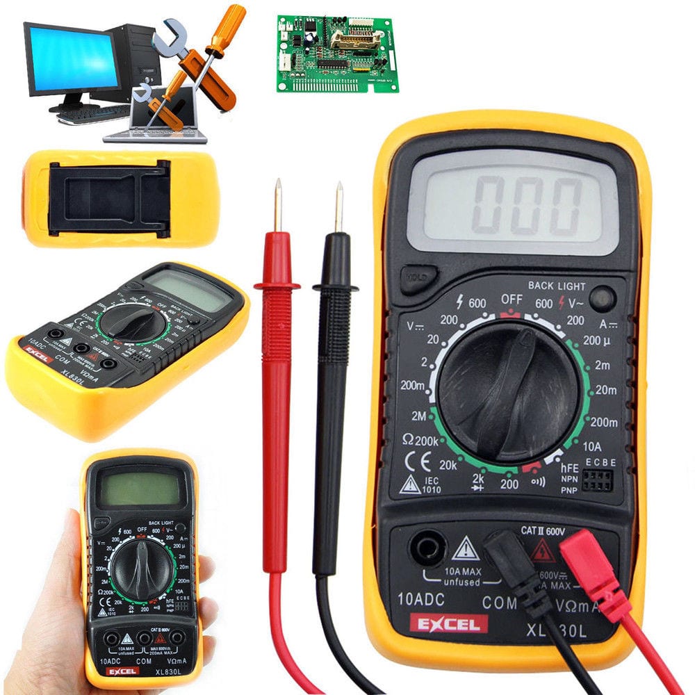 XL830L Digital LCD Multimeter Volt Meter Ammeter Ohmmeter AC DC Tester Meter- BLACK+YELLOW