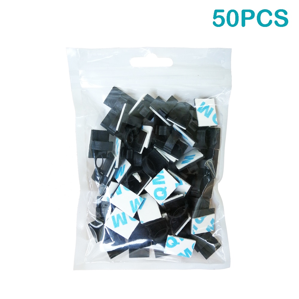 ZDM 50/100 Pieces of Adhesive Cable Clips Wire for Car Office and Home- Black 50 pcs