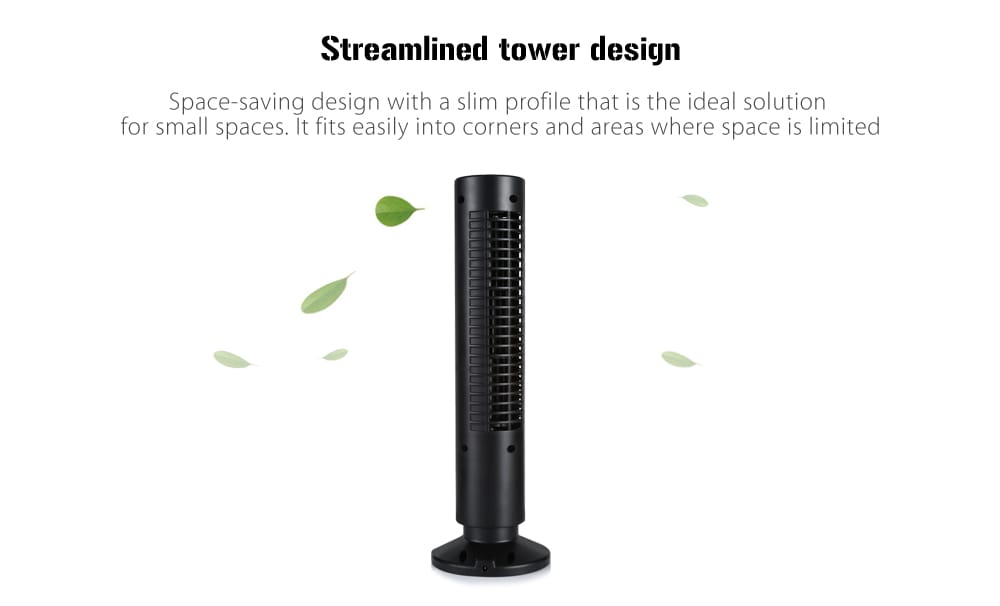 Low Noise 2-speed USB Bladeless Electric Tower Fan Portable Desktop Cooler- White
