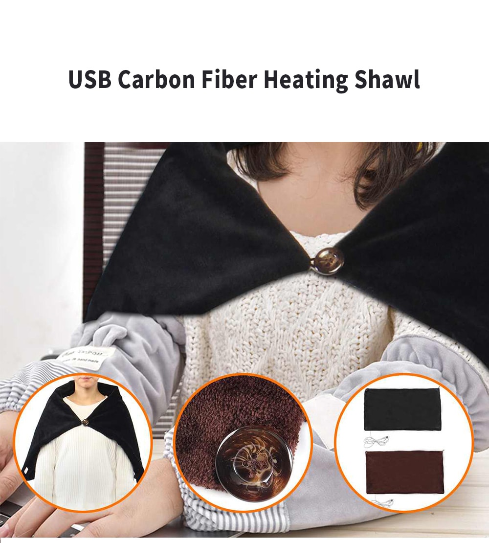 USB Soft Heated Shawl Winter Electric Warming Neck Shoulder Heating Blanket Pad- Coffee