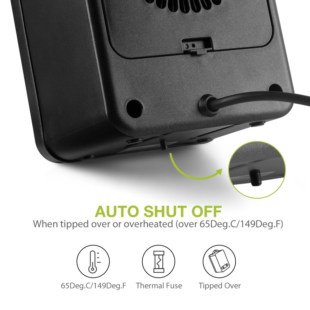 zanmini DH - QN03 Electric Portable Heater- Black US Plug (2-pin)