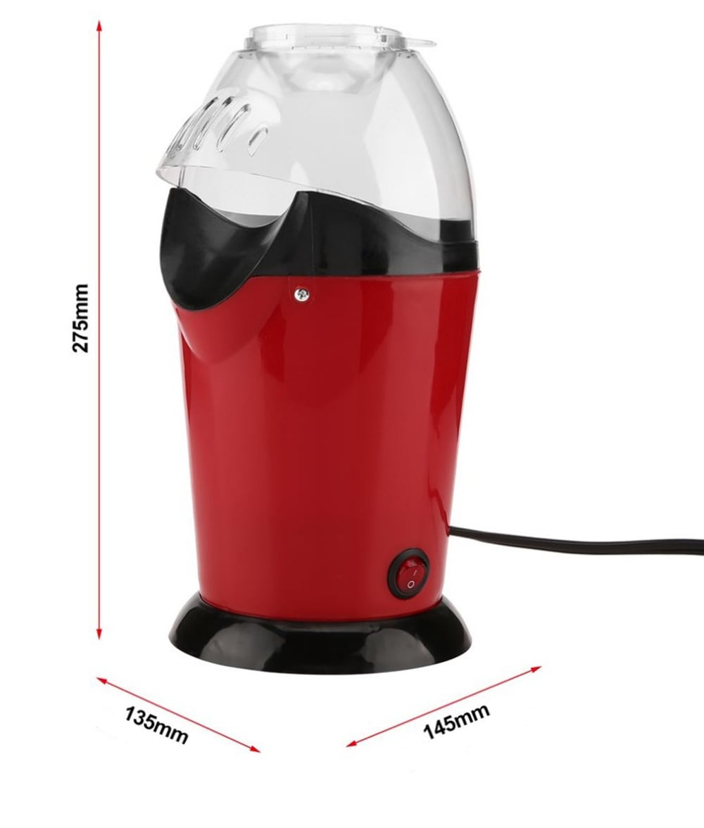 Portable Electric Popcorn Maker Hot Air Corn Making Machine Christmas Birthday Party Popper- Red