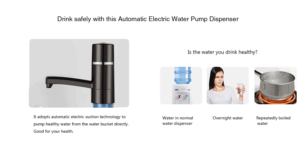 Wireless Rechargeable Electric Water Pump Bottle Dispenser Portable Drinking Bottles Drink Ware Tools- White