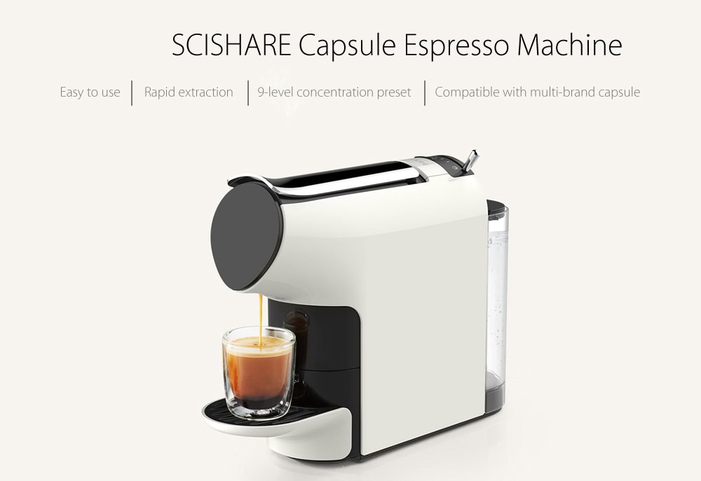 SCISHARE 19-bar Capsule Automatic Coffee Maker Espresso Machine- White