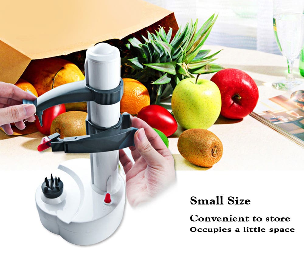 P03 Electric Peeler for Potato Vegetable Fruit Kitchen Tool with Two Spare Blades- Grey and White