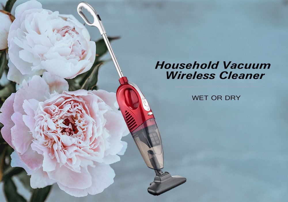 Power Dry and Dust Household Wireless Car Cordless Vacuum Cleaner- Red